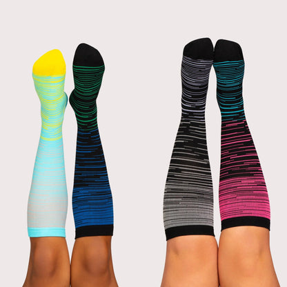 Wide Fit Striped Compression Socks for Everyday Comfort & Support