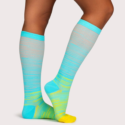 Wide Fit Striped Compression Socks for Everyday Comfort & Support