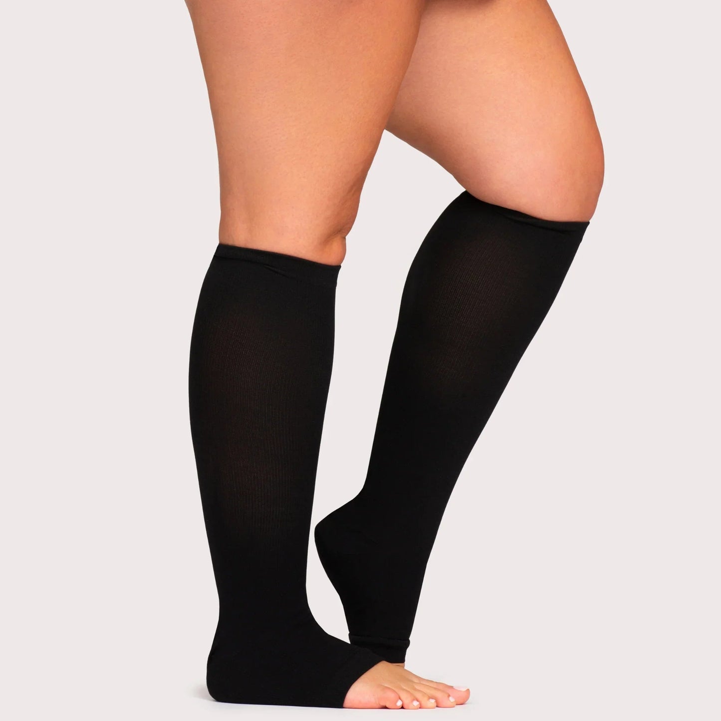 Open-Toe Wide Fit Compression Socks for Everyday Comfort