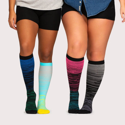 Wide Fit Striped Compression Socks for Everyday Comfort & Support