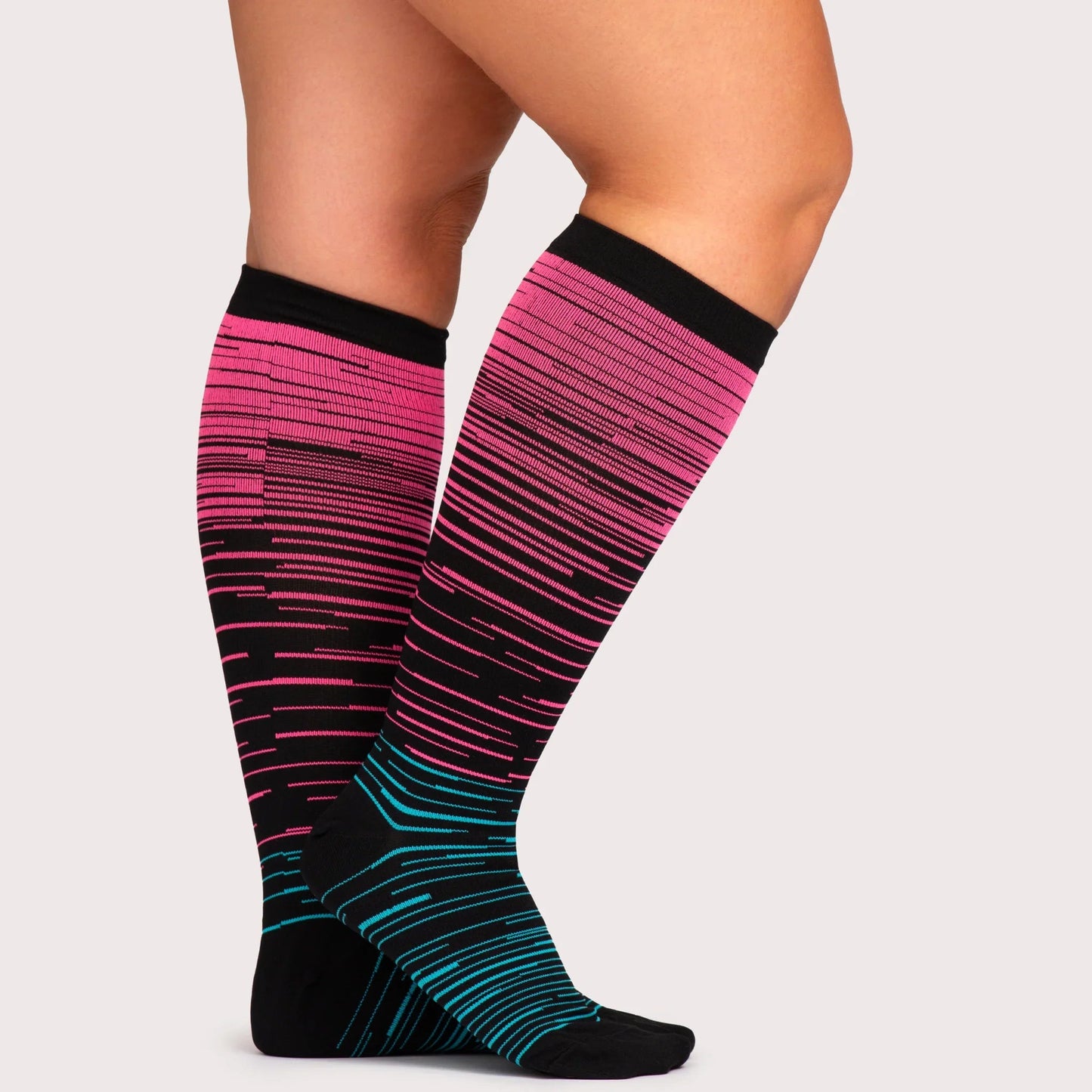 Wide Fit Striped Compression Socks for Everyday Comfort & Support