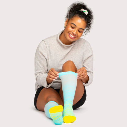 Wide Fit Striped Compression Socks for Everyday Comfort & Support