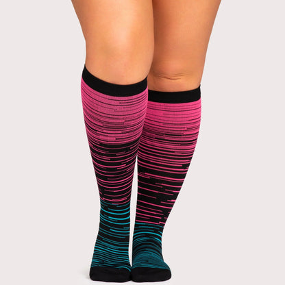 Wide Fit Striped Compression Socks for Everyday Comfort & Support