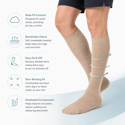 Men's Wide Fit Compression Socks for Daily Comfort & Support