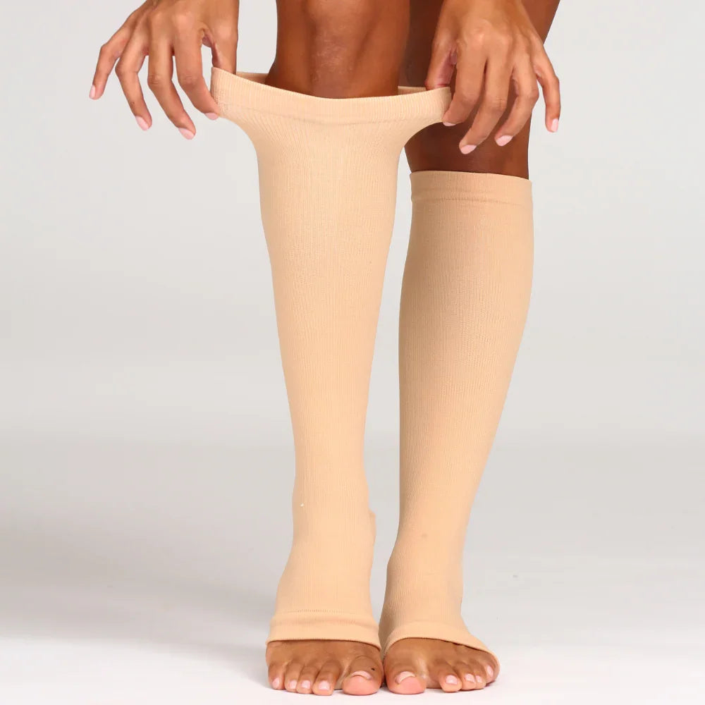 Open-Toe Wide Fit Compression Socks for Everyday Comfort